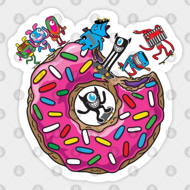 Skate Donut Sticker by Plushism